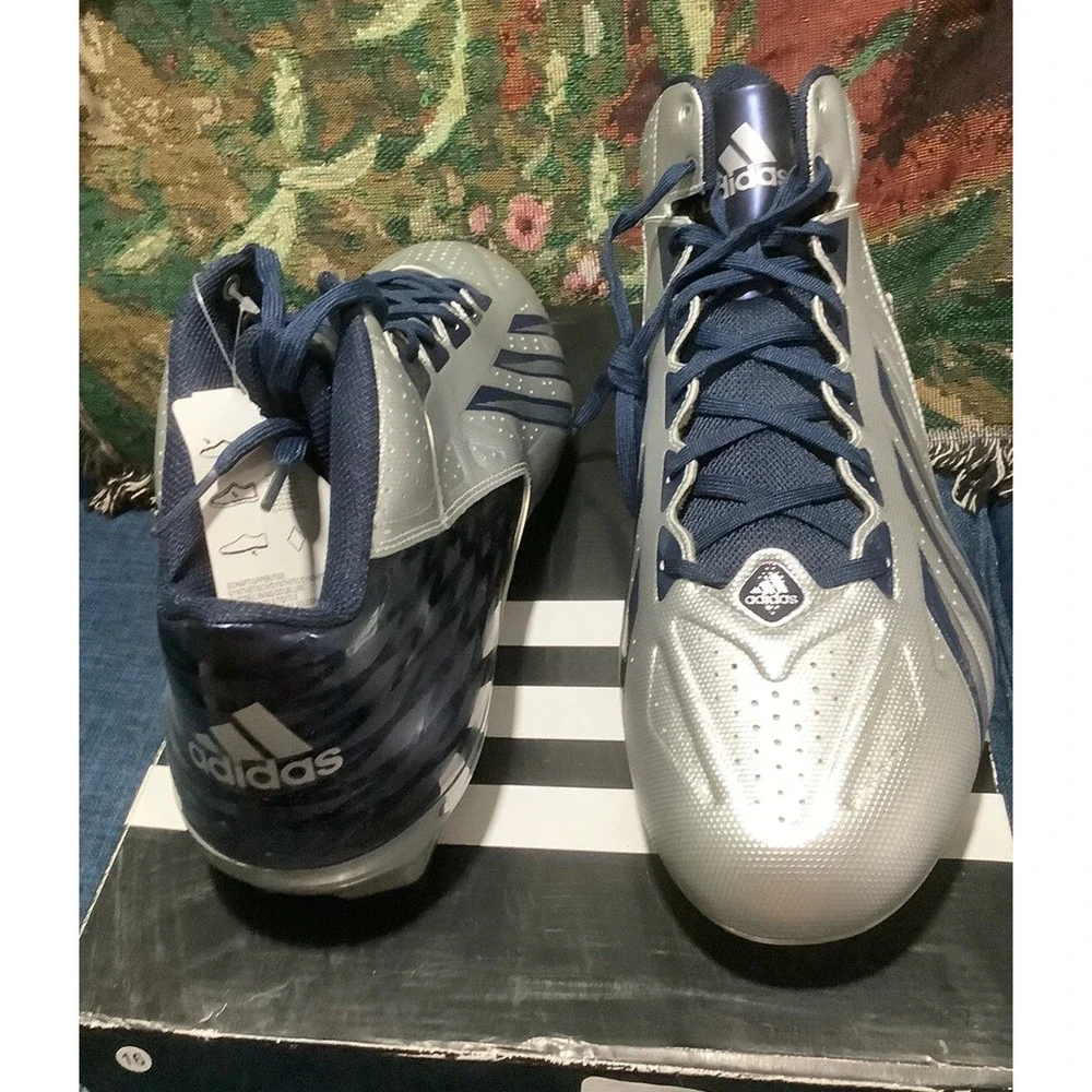 New Mens Adidas FilthyQuick Mid Football Cleats Blue Silver G67072 Size 17